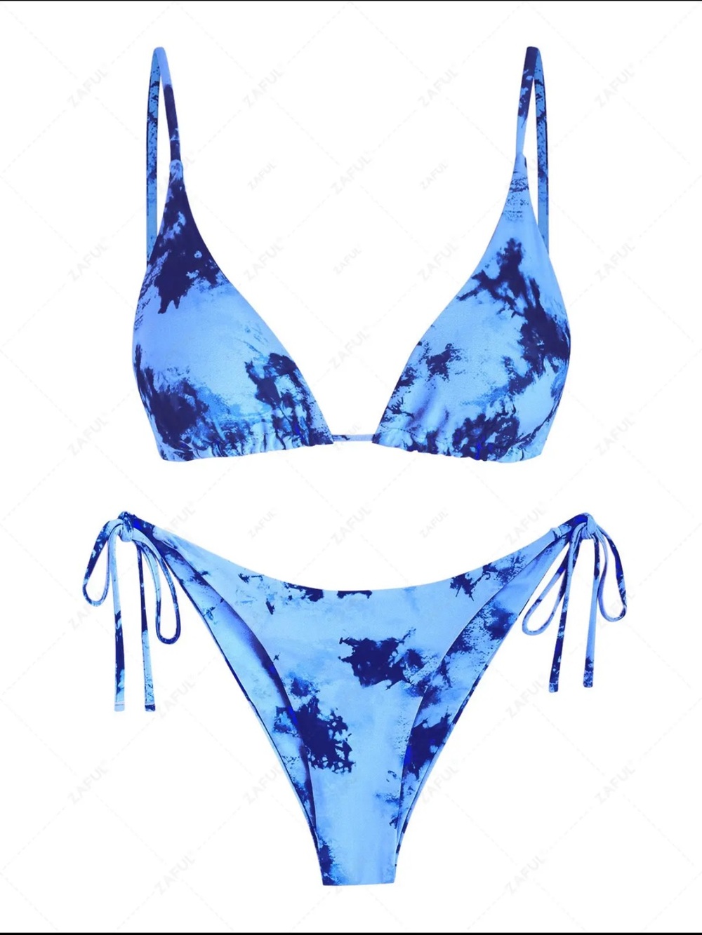 Tie-Dye Blue Triangle Bikini Set - Women Swim